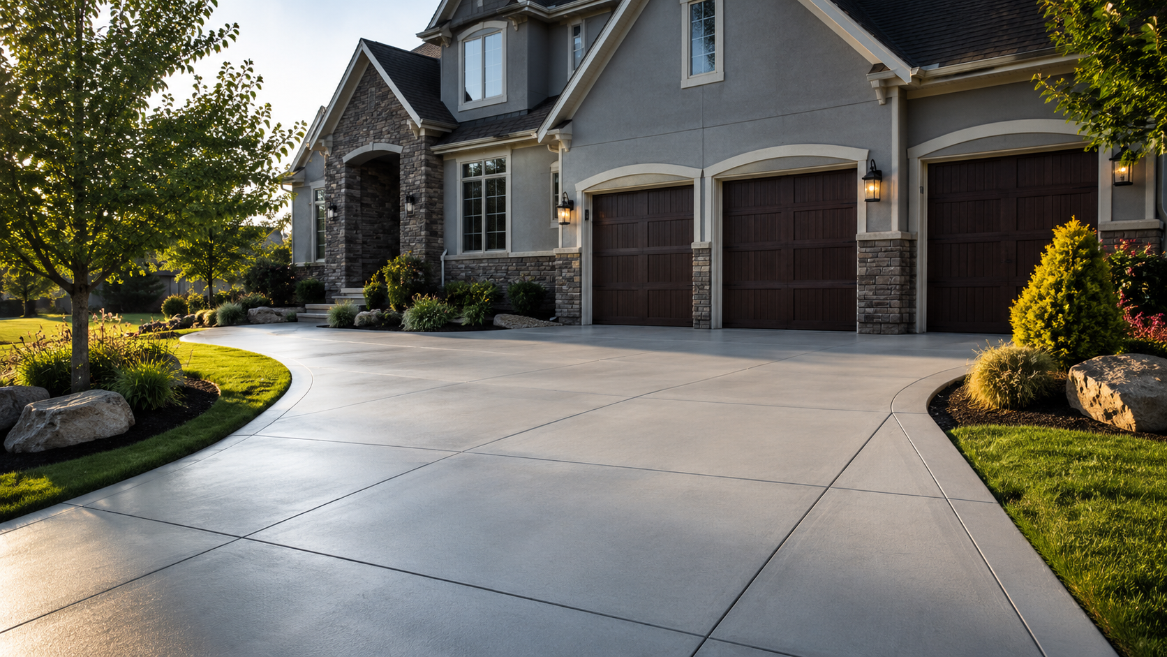 Finished concrete driveway installation, Olathe KS
