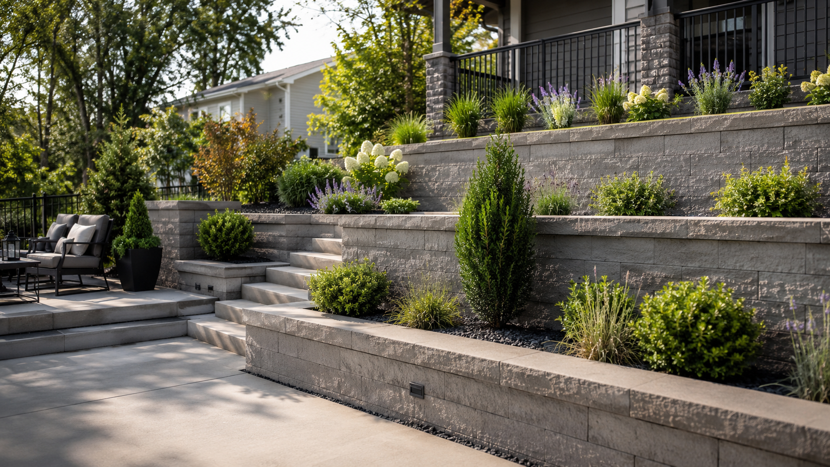 Concrete retaining wall, Olathe KS