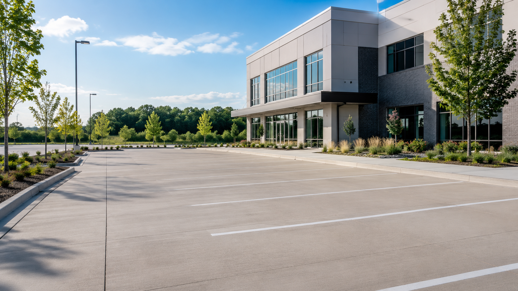 Commercial concrete parking lot, Kansas City metro